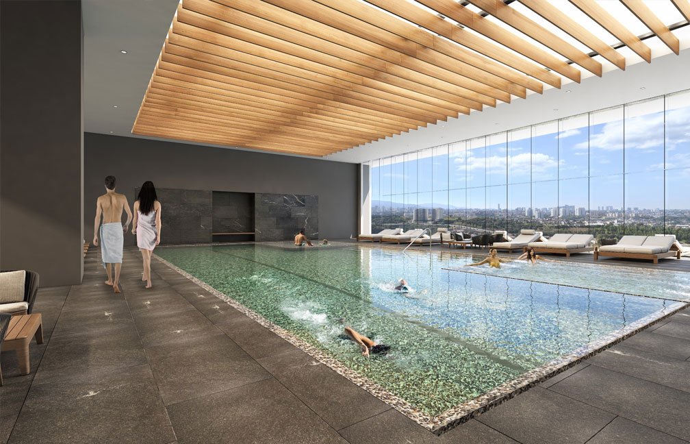 swimming pool amenities with people that are relaxing