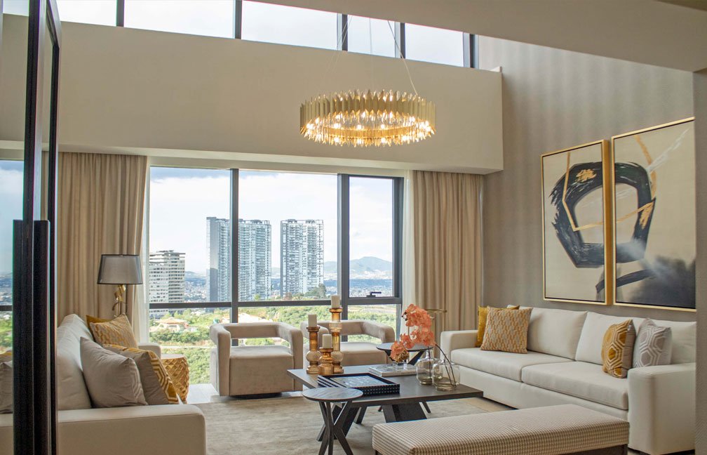living room with furniture and with a view outside
