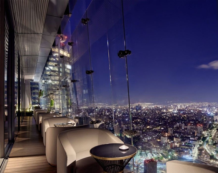 ritz building in a balcony, night view