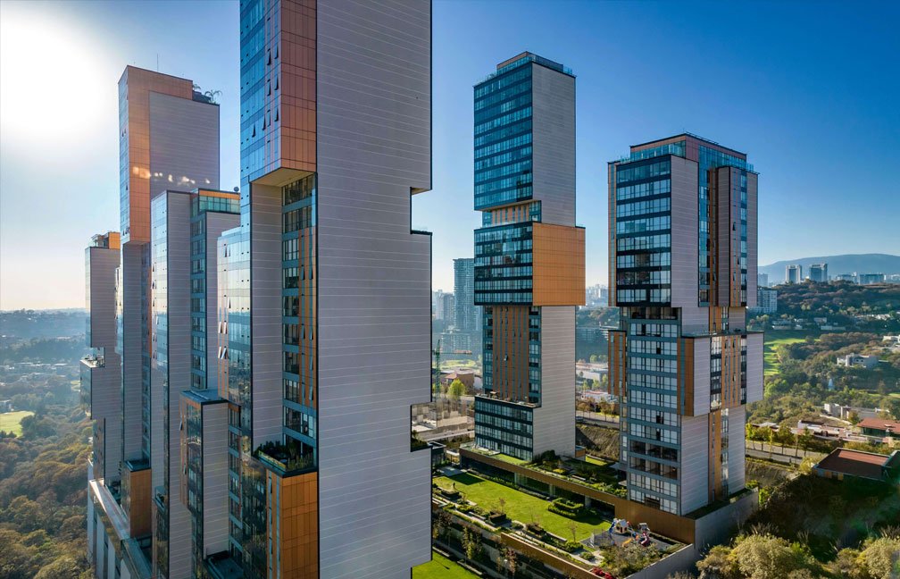 vista aérea del parque central del edificio