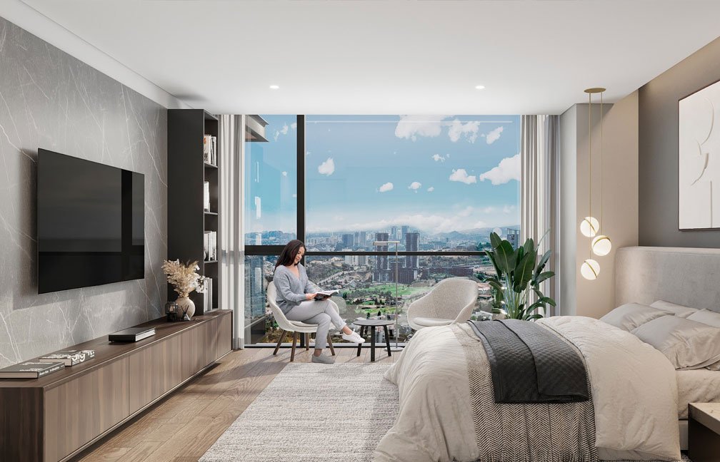 una mujer leyendo y relajando una habitación